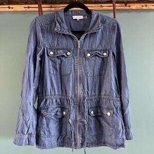 Calvin Klein Women's Jacket S Blue Cinch Waist Lightweight Fullzip Pocketed